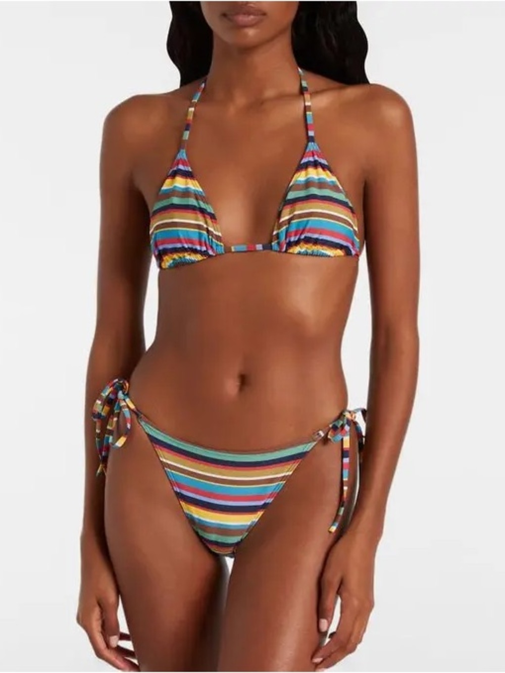 STAUD Lido Bikini Top and Sisley Bottoms in Marker Stripe